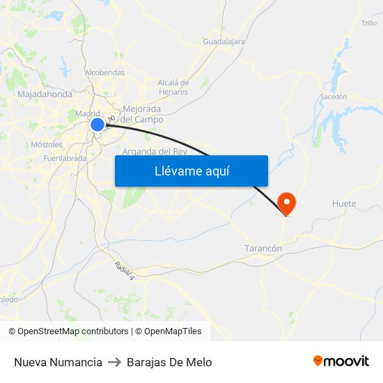 Nueva Numancia to Barajas De Melo map