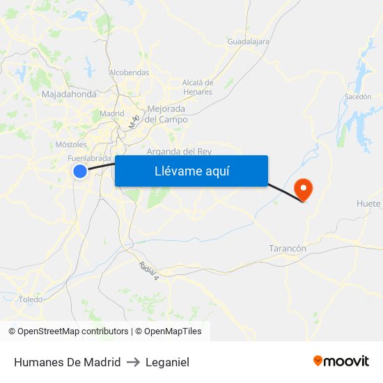 Humanes De Madrid to Leganiel map