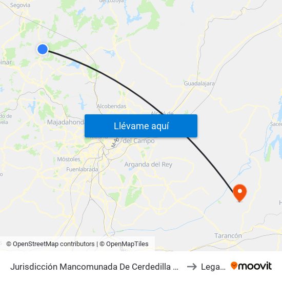 Jurisdicción Mancomunada De Cerdedilla Y Navacerrada to Leganiel map