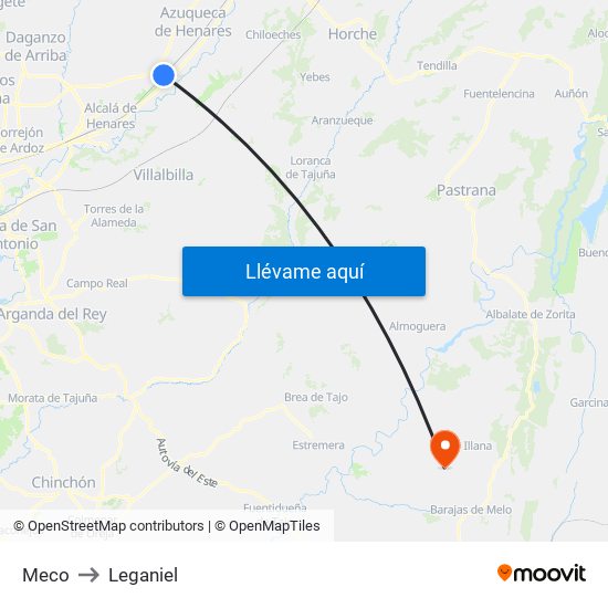 Meco to Leganiel map