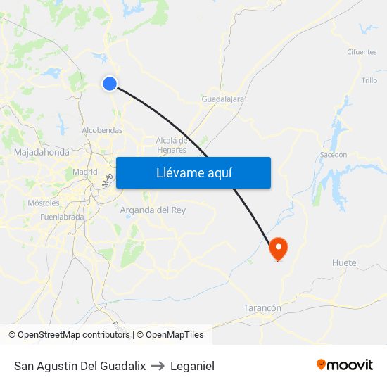 San Agustín Del Guadalix to Leganiel map