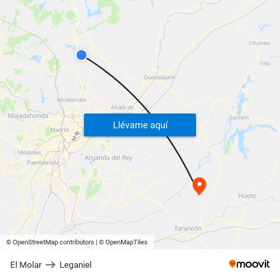 El Molar to Leganiel map
