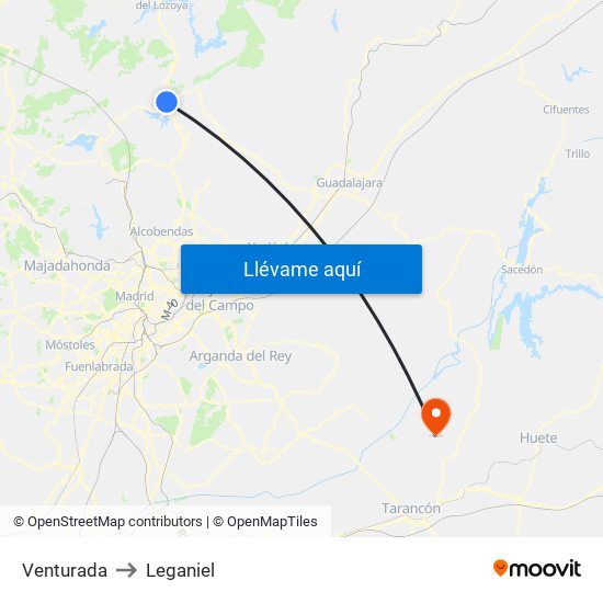 Venturada to Leganiel map
