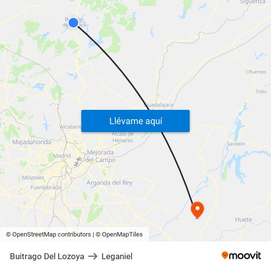 Buitrago Del Lozoya to Leganiel map