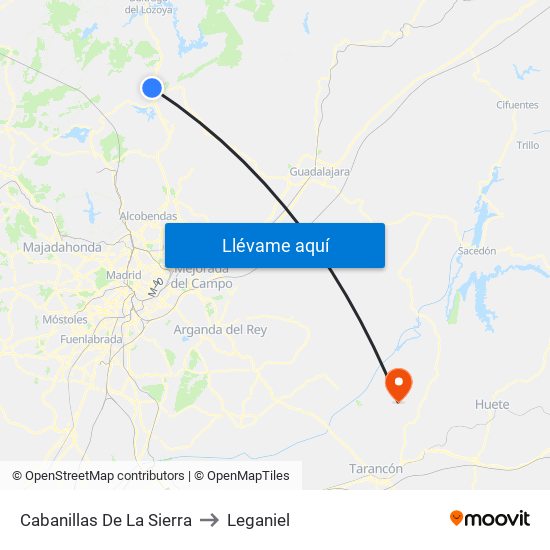 Cabanillas De La Sierra to Leganiel map