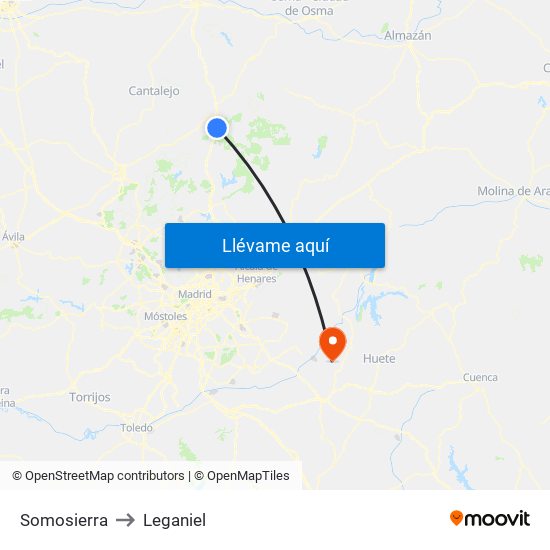 Somosierra to Leganiel map