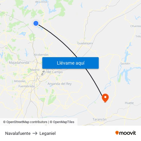 Navalafuente to Leganiel map