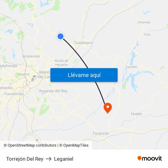 Torrejón Del Rey to Leganiel map