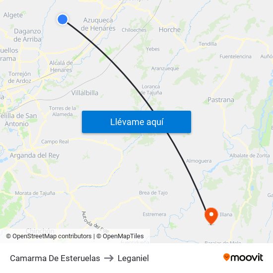 Camarma De Esteruelas to Leganiel map