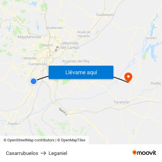 Casarrubuelos to Leganiel map