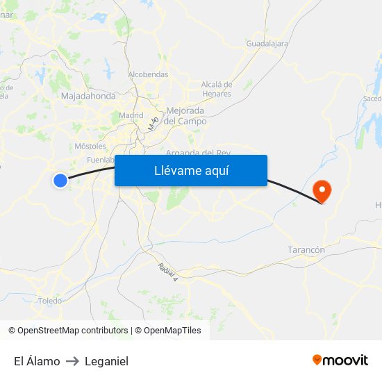 El Álamo to Leganiel map