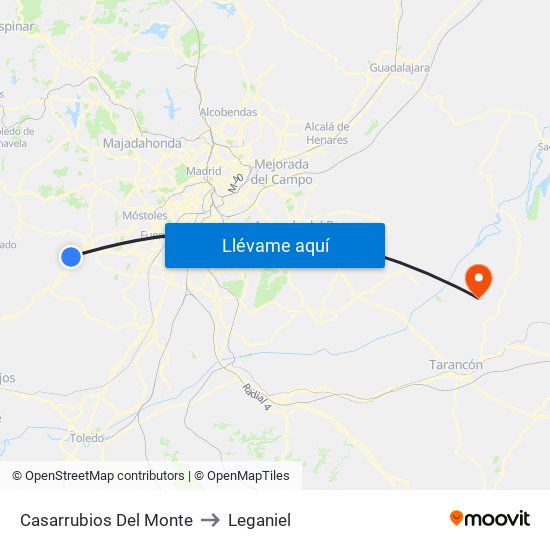 Casarrubios Del Monte to Leganiel map