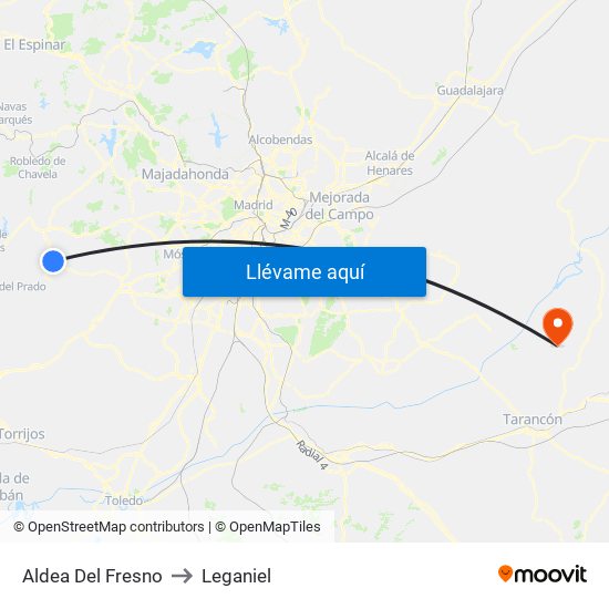 Aldea Del Fresno to Leganiel map