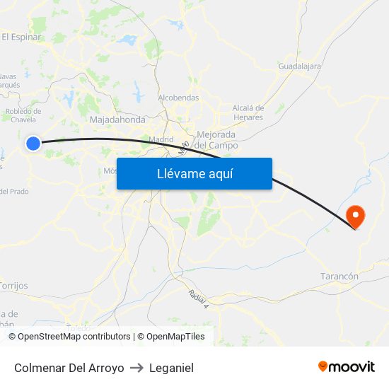 Colmenar Del Arroyo to Leganiel map
