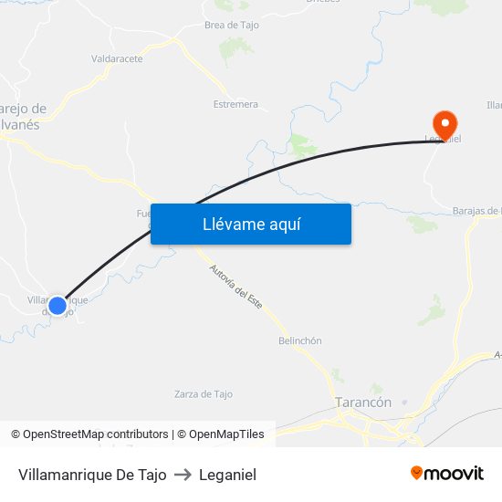 Villamanrique De Tajo to Leganiel map