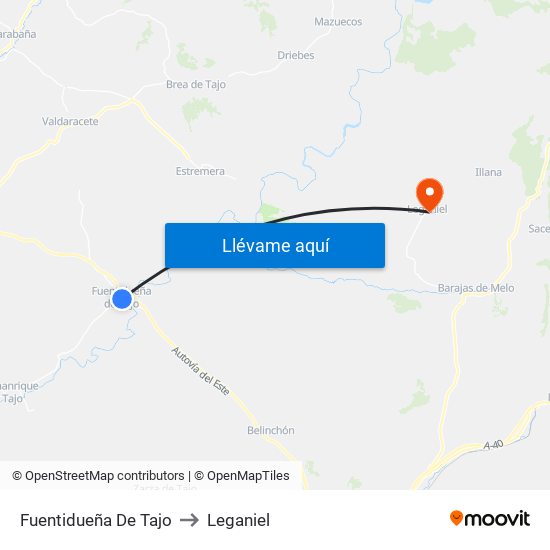 Fuentidueña De Tajo to Leganiel map