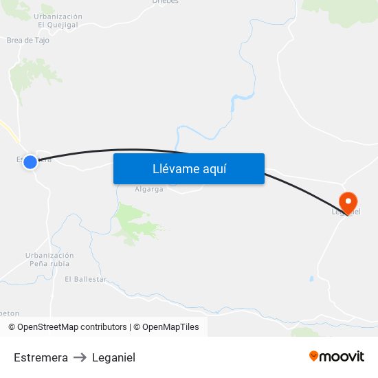 Estremera to Leganiel map