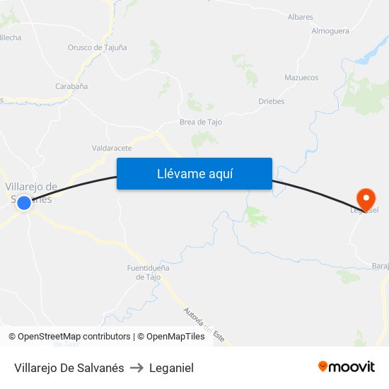 Villarejo De Salvanés to Leganiel map