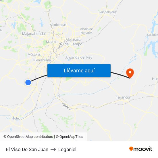El Viso De San Juan to Leganiel map
