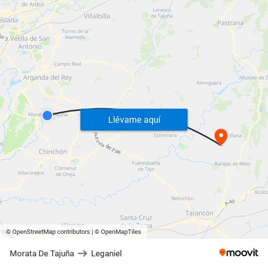 Morata De Tajuña to Leganiel map