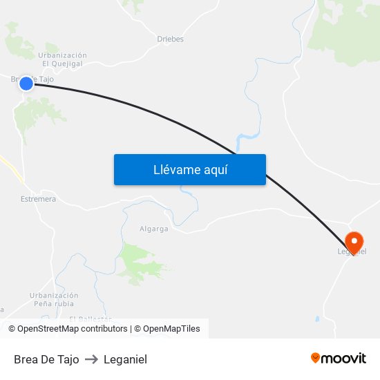 Brea De Tajo to Leganiel map