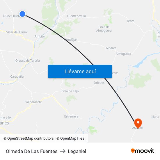 Olmeda De Las Fuentes to Leganiel map