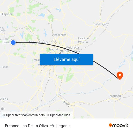 Fresnedillas De La Oliva to Leganiel map