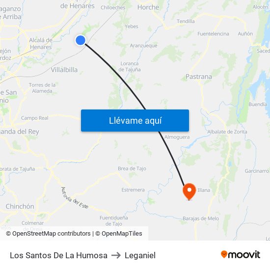 Los Santos De La Humosa to Leganiel map