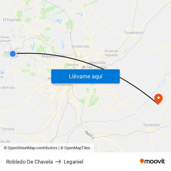 Robledo De Chavela to Leganiel map