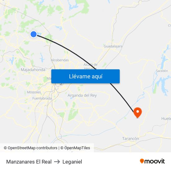 Manzanares El Real to Leganiel map