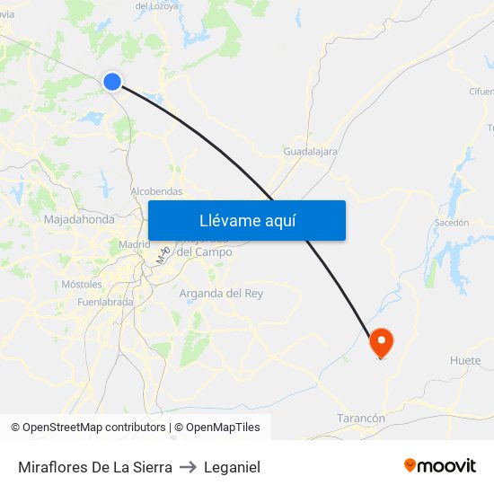 Miraflores De La Sierra to Leganiel map