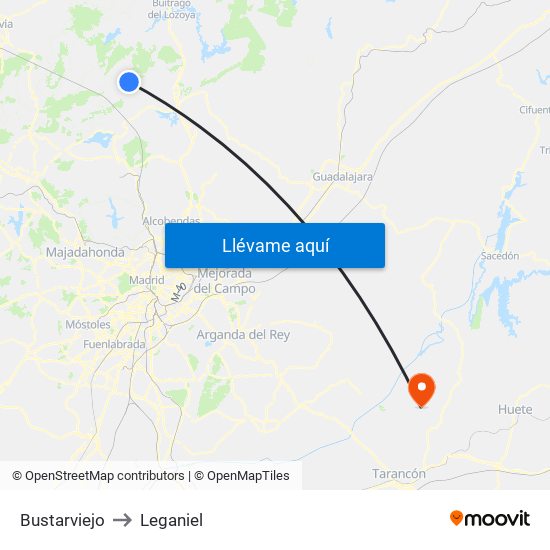 Bustarviejo to Leganiel map
