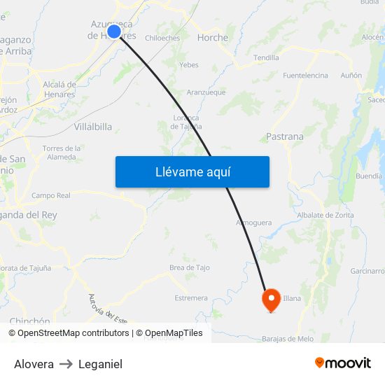 Alovera to Leganiel map