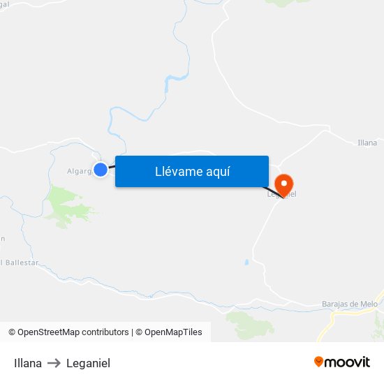 Illana to Leganiel map
