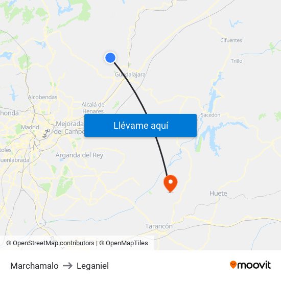 Marchamalo to Leganiel map