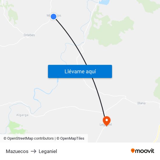 Mazuecos to Leganiel map