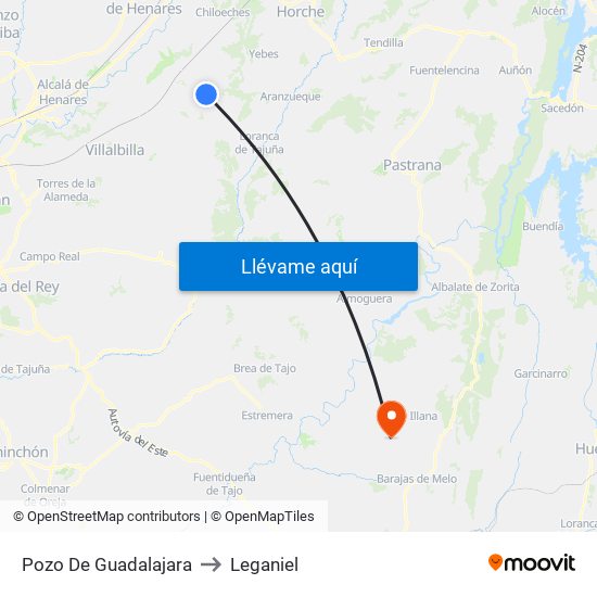 Pozo De Guadalajara to Leganiel map