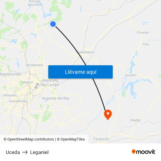 Uceda to Leganiel map