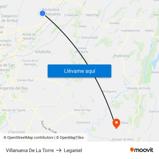 Villanueva De La Torre to Leganiel map