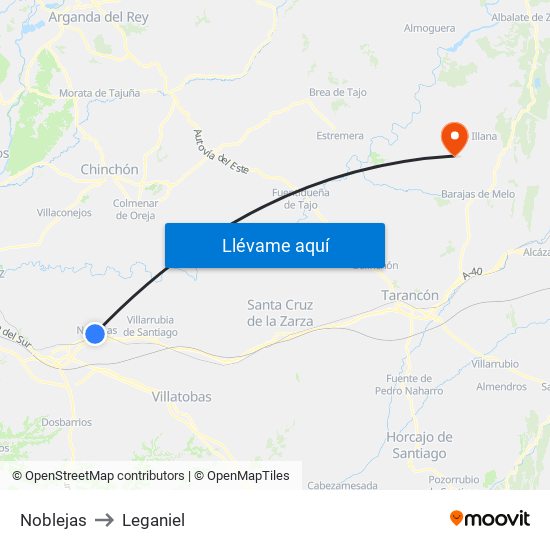 Noblejas to Leganiel map