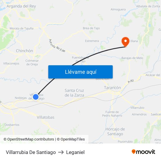 Villarrubia De Santiago to Leganiel map