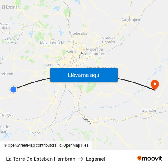 La Torre De Esteban Hambrán to Leganiel map