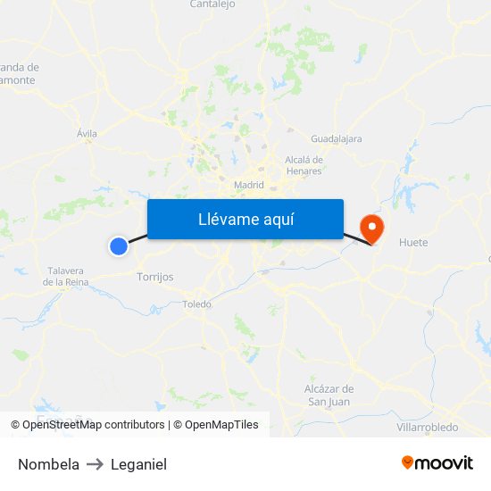 Nombela to Leganiel map