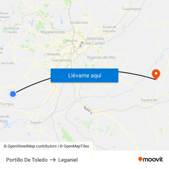 Portillo De Toledo to Leganiel map