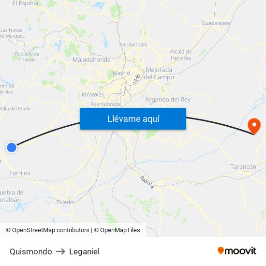 Quismondo to Leganiel map