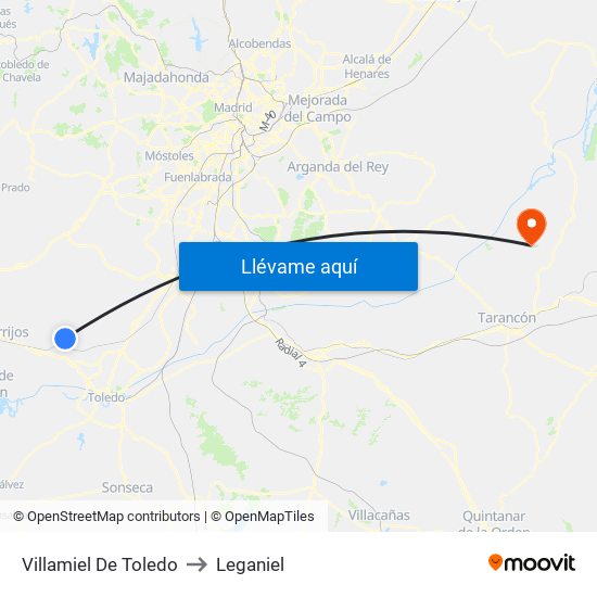 Villamiel De Toledo to Leganiel map