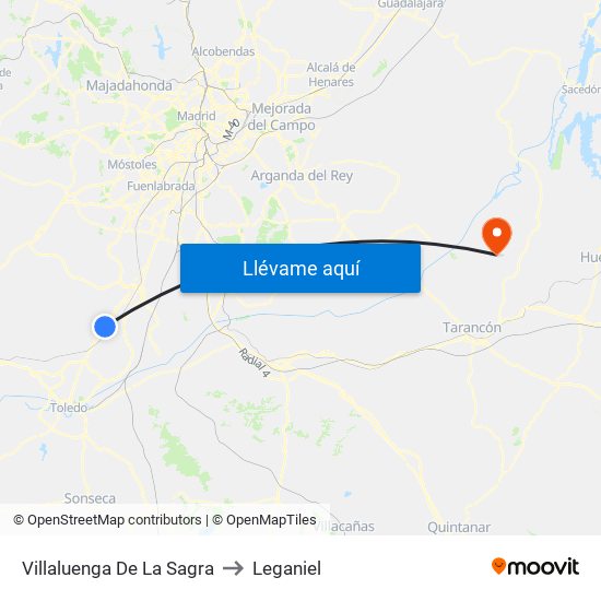 Villaluenga De La Sagra to Leganiel map