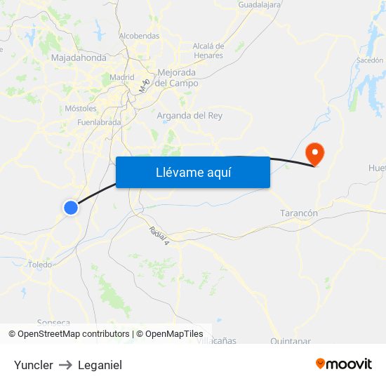 Yuncler to Leganiel map