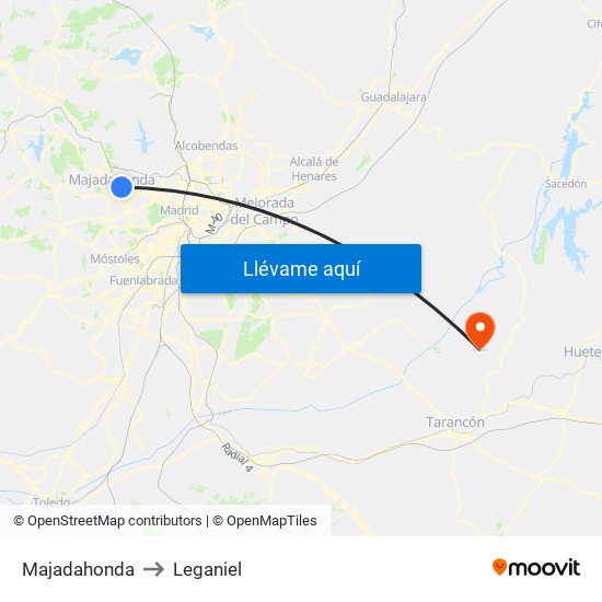 Majadahonda to Leganiel map