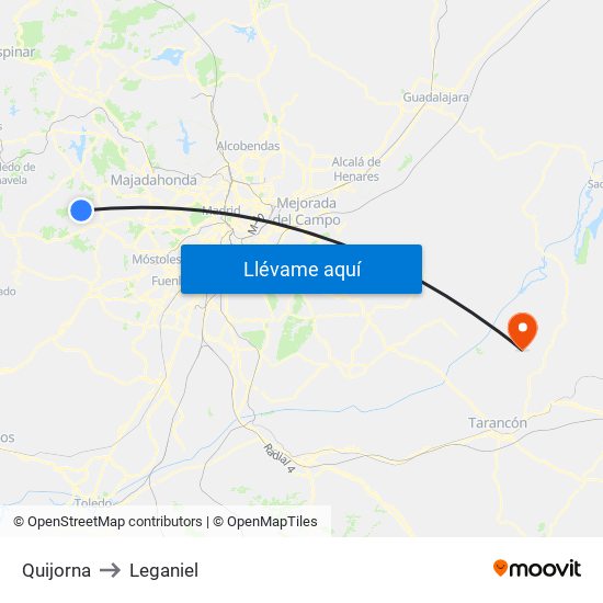 Quijorna to Leganiel map